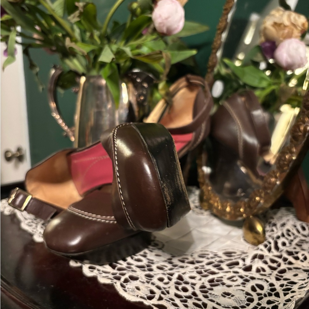 Kate Spade Brown Leather Ankle Strap Heels - Picture 5 of 6